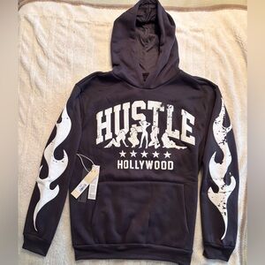 Reason Men's Black Hoodie with White Graphic Flames